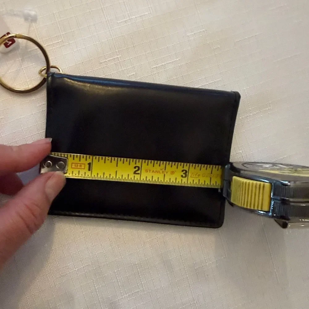 Black Leather Cardholder with Gold Keychain